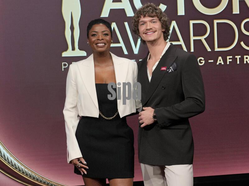 (L-R) Janelle James and Connor Storrie at the 32nd Annual Actor Awards Nominations held at SAG-AFTRA in Los Angeles, CA on Wednesday, ​January 7, 2026. (Photo By Sthanlee B. Mirador/Sipa USA)