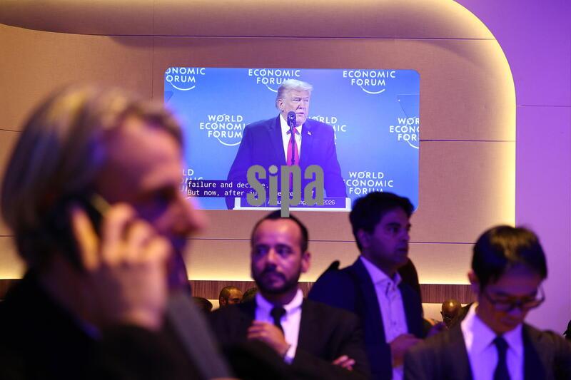 Donald Trump during the World Economic Forum (WEF) annual meeting in Davos, Switzerland on January 21, 2026. The World Economic Forum takes place in Davos from January 19 to January 23, 2026. Photo by Raphael Lafargue/Abaca/Sipa USA