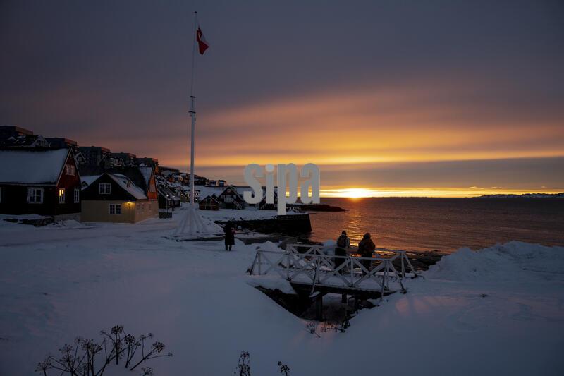 Sunset over Nuuk, Wednesday, January 21, 2026. (Photo: Mads Claus Rasmussen/Ritzau Scanpix) (Photo by Ritzau Scanpix/Sipa USA)