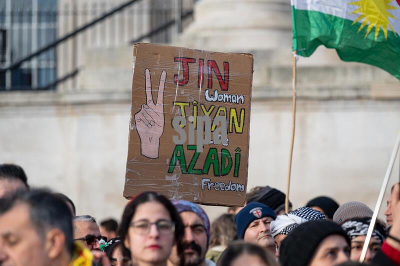 Kurds rally in Trafalgar Square against Syrian aggression in London, UK - 24 Jan 2026
