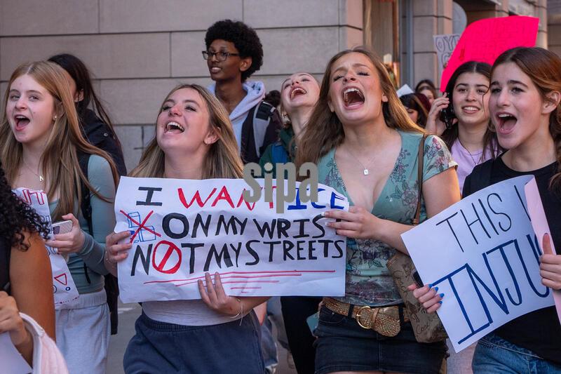 Students from Jackson-Reed High School march in opposition to Immigration and Customs Enforcement in Washington