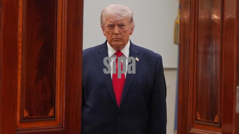 President Donald Trump arrives to speak about the Iran war from the Cross Hall of the White House on Wednesday, April 1, 2026, in Washington. (Photo by Alex Brandon/Pool/Sipa USA)