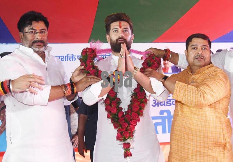 India: Union Minister and LJP (Ramvilas) President Chirag Paswan Attends Dr. Bhimrao Ambedkar Jayanti Samaroh At Party Office