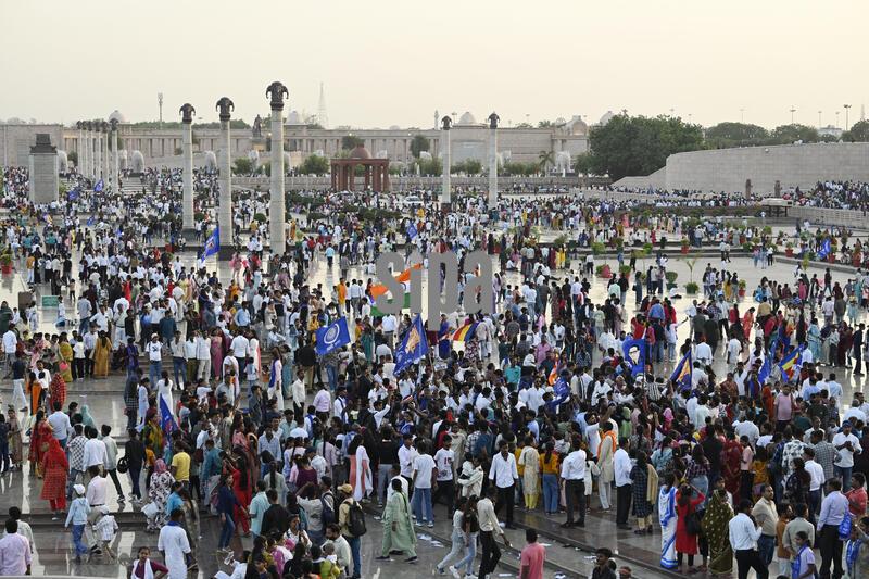 India: Thousands Gather At Ambedkar Park In Lucknow To Pay Tribute On 135th Birth Anniversary Of Dr. Bhimrao Ambedkar