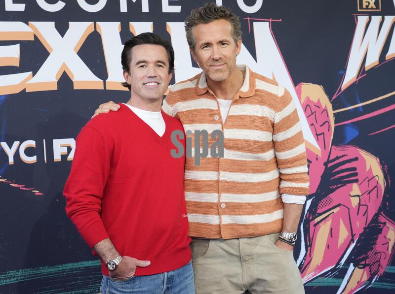 (L-R) Rob McElhenney and Ryan Reynolds at the FX's Welcome to Wrexham FYC Event held at Chloe's at Garden Road Brewery in Los Angeles, CA on Tuesday, April 28, 2026. (Photo By Sthanlee B. Mirador/Sipa USA)