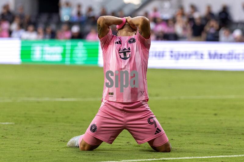 Inter Miami CF forward Luis Suárez (9) reacts to a missed goal during a match at Nu Stadium in Miami, Florida on May 2, 2026. (Photo by D.A. Varela/Sipa USA) 