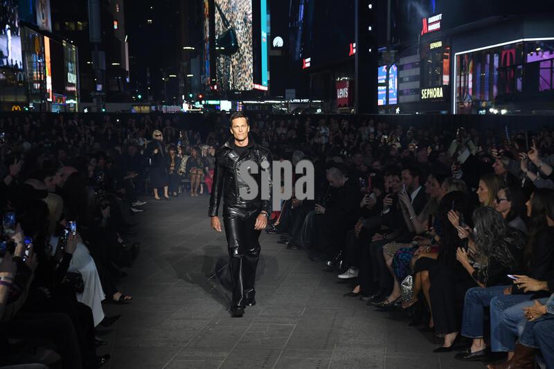 Tom Brady walks the runway at the GucciCore Fashion Show in Times Square, New York, NY on May 16, 2026. (Photo by Efren Landaos/Sipa USA)