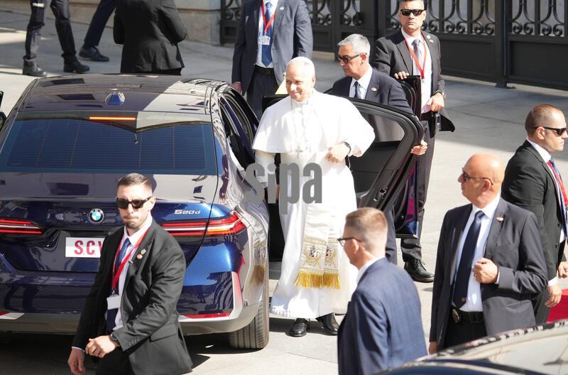 Spain: Pope Leon XIV arriving to visit to the Congress of Deputies on the occasion of the Pope's official visit to Spain in
