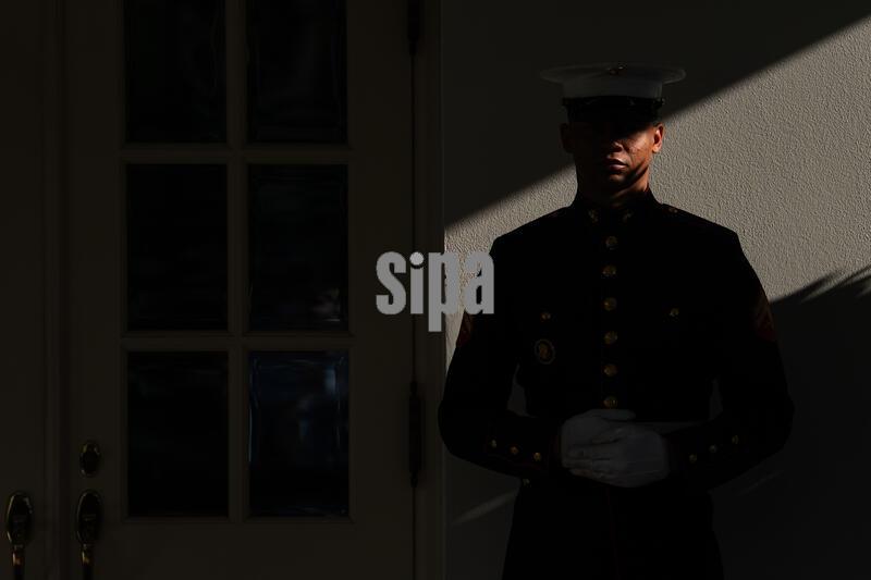 A US Marine stands guard outside the West Wing of the White House in Washington, DC on Wednesday, June 10, 2026. Photo by Aaron Schwartz/Pool/Sipa USA