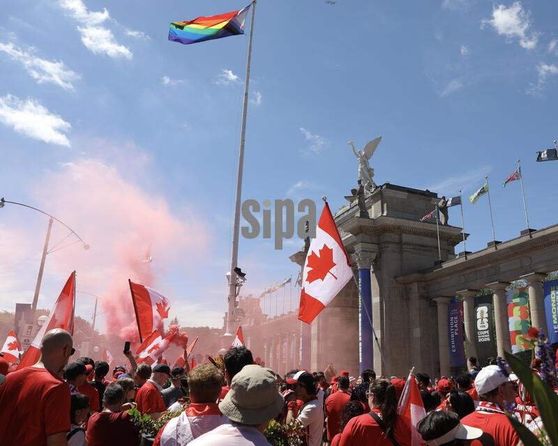 Canada:  Canadian Soccer/Football fans parade to the Toronto Stadium before the World Cup match with Bosnia Herzegovina