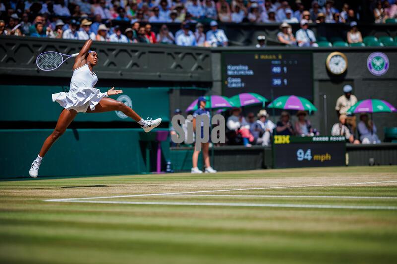 Coco Gauff (USA) following a Women’s Semi Final match against Karolina Muchova (CZE)  at The Wimbledon Championship at The All England Lawn Tennis & Croquet Club, London on July 9, 2026.
Photo by Patrick Hamilton/Sipa USA
