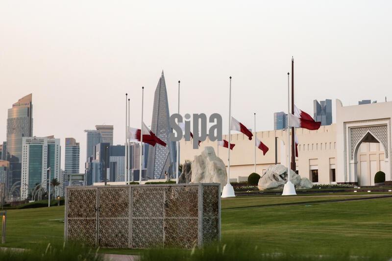The Qatari flag flew at half-mast over the Amiri Diwan in Doha - 13 Jul 2026