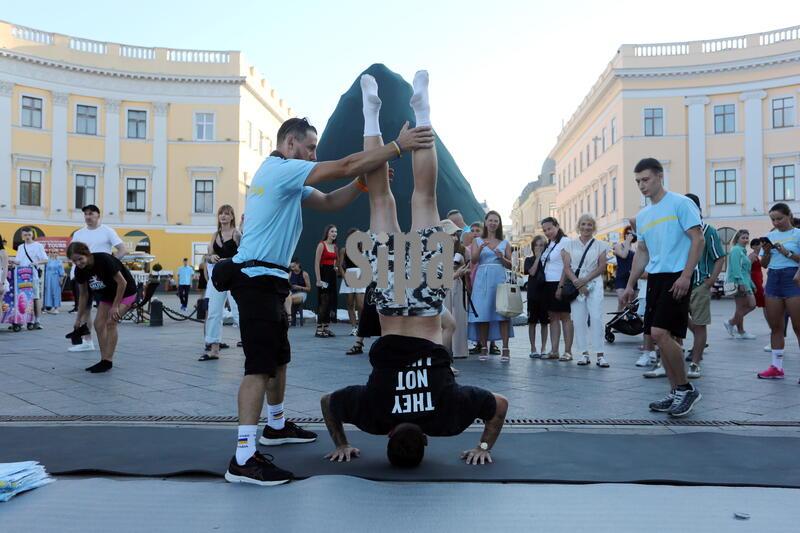 A flash mob “Upside down" in Odessa - 18 Jul 2026
