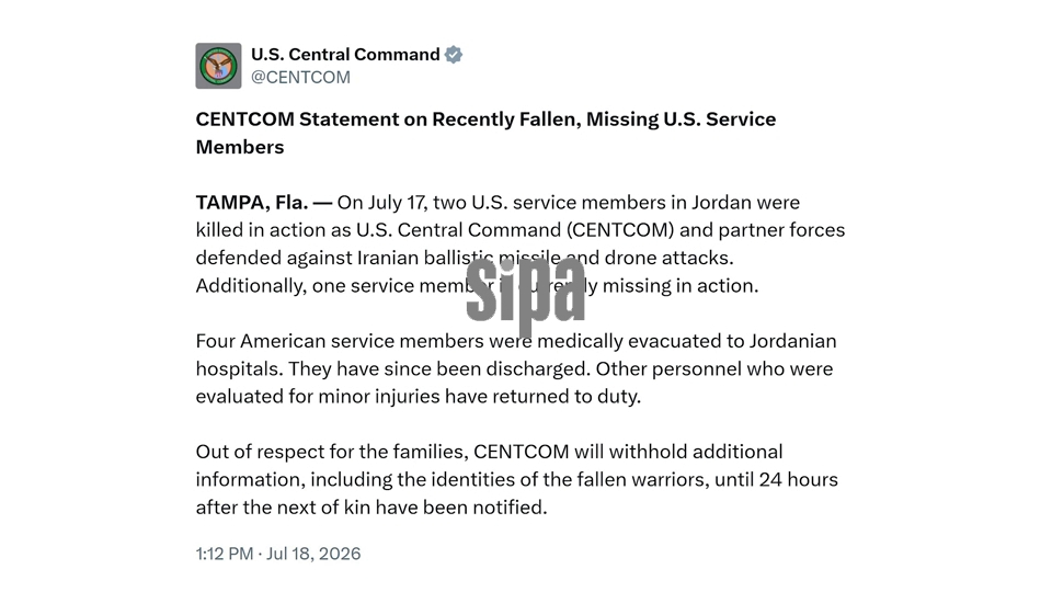D.C.: 2 U.S. service members killed in Jordan: CENTCOM