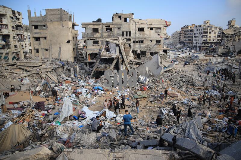 GAZA CITY, PALESTINE – JULY 30, 2026: Palestinians search through the rubble to recover their belongings after an Israeli airstrike struck the Matter family home in the Al-Nasr neighborhood of western Gaza City overnight. The strike destroyed the residential building and the nearby Al-Zuhour displacement camp, where local authorities said around 35 displaced families had been sheltering, amid the ongoing war in the Gaza Strip. Photo by Mohammed M. Skaik / JNA Press/Sipa USA Photo by Mohammed M. Skaik / JNA Press/Sipa USA