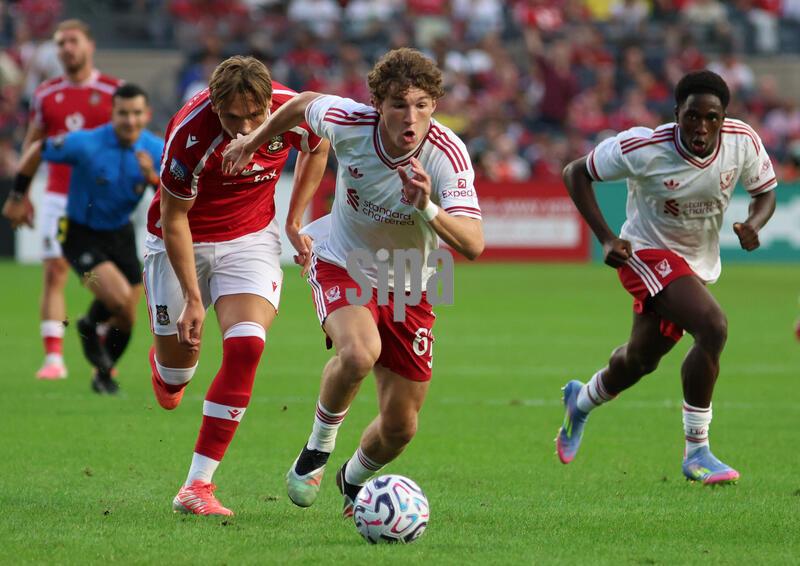 Liverpool midfielder Lewis Koumas (67) controls the ball during the Liverpool V Wrexham match at Yankee Stadium on Wednesday, July 29, 2026; Bronx, New York, USA. (Photo by Jess Stiles/Sipa USA)