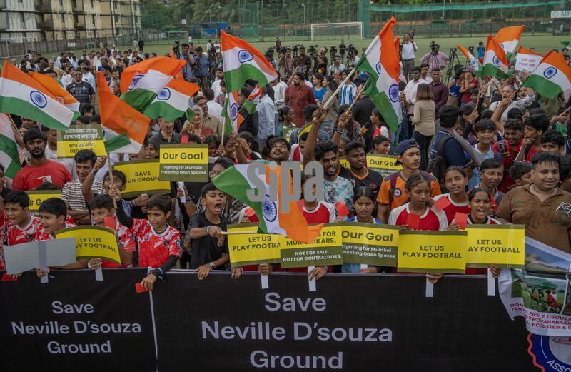 India: Mumbai Football Association President Aaditya Thackeray Leads "Mumbai Maidan Bachao Tiranga Andolan" At Bandra 