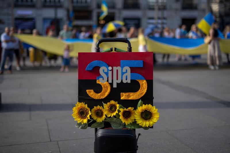 Ukrainians mark Flag Day with rally in Madrid