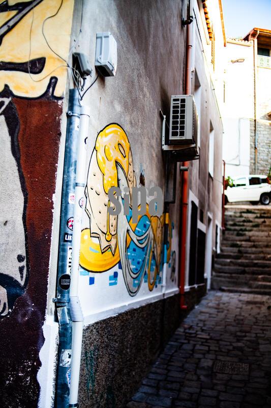 Wall painting on a house in Orgosolo, Italy - 10 Aug 2028