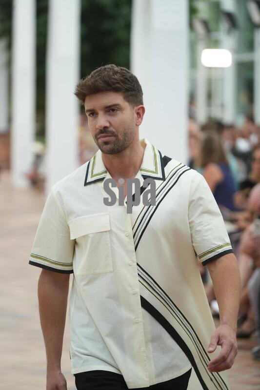 Spain: Pablo Alboran wears at collection runway a creation from “ Adolfo Dominguez“ during Pasarela Cibeles Mercedes-Benz