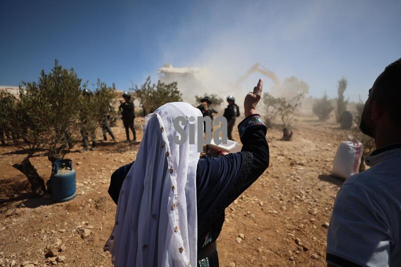 YATTA, HEBRON, OCCUPIED WEST BANK, SEPTEMBER 16, 2026: The remains of a two-story home belonging to Hammad Al-Haddar are seen following its demolition by Israeli authorities in the Khallat Al-Hummus area, south of Yatta in the Hebron governorate. The demolition left a family of eight, including children, without their home. Photo by Musab Shawer / JNA Press/Sipa USA.