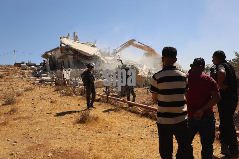 YATTA, HEBRON, OCCUPIED WEST BANK, SEPTEMBER 16, 2026: The remains of a two-story home belonging to Hammad Al-Haddar are seen following its demolition by Israeli authorities in the Khallat Al-Hummus area, south of Yatta in the Hebron governorate. The demolition left a family of eight, including children, without their home. Photo by Musab Shawer / JNA Press/Sipa USA.