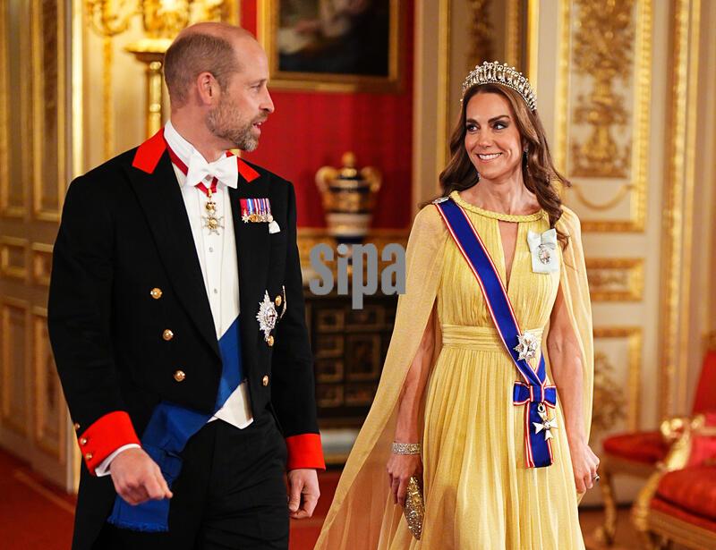 10/20/2026 - The Prince and Princess of Wales ahead of the state banquet for the Sultan of Oman, Sultan Haitham bin Tarik al Said at Windsor Castle, Berkshire, on day one of his state visit to the UK. Picture date: Tuesday October 20, 2026. (Photo by Aaron Chown/PA Images/Alamy Images/Sipa USA) *** US Rights Only ***