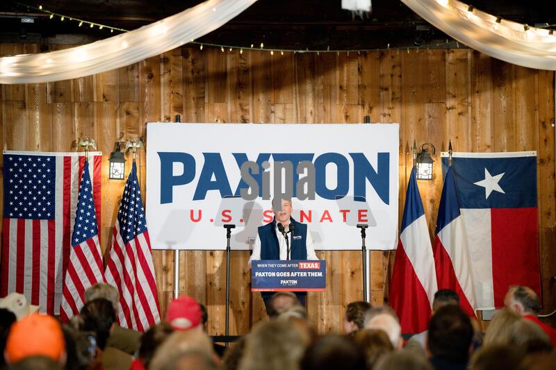 Attorney General Ken Paxton speaks onstage during the Come and Take It Tour with Ken Paxton held at the Safari Texas Ranch in Richmond, Texas on October 20, 2026. (Photo by Marcus Ingram/Sipa USA)