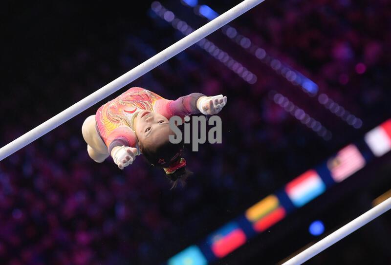 (261022) -- ROTTERDAM, Oct. 22, 2026 (Xinhua) -- Zhang Qingying of team China competes during the women's team final at Artistic Gymnastics World Championships 2026 in Rotterdam, the Netherlands, Oct. 21, 2026. (Xinhua/Weng Xinyang) (Photo by Xinhua/Sipa USA)