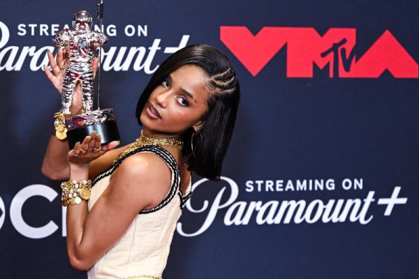 Tyla posing in the press room at the 2025 MTV Video Music Awards held at UBS Arena in Elmont, New York on September 07, 2025. Photo by Anthony Behar Sipa USA
