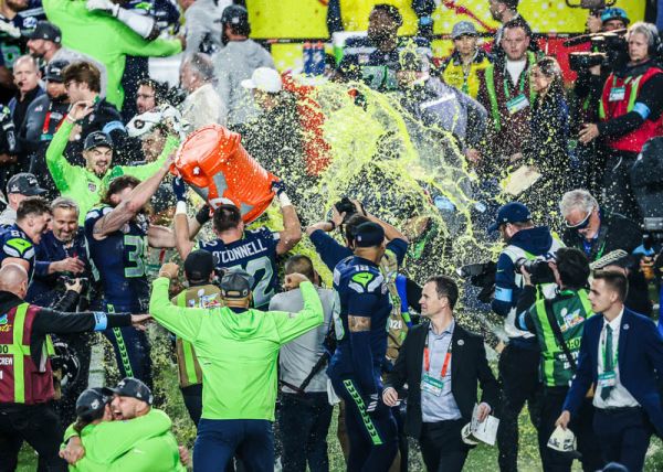 Seattle Seahawks celebrate on the field after winning Super Bowl LX at Levi’s Stadium in Santa Clara, California on February 8, 2026. Super Bowl LX took place on February 8, 2026 between the New England Patriots and the Seattle Seahawks. Seattle defeated New England 19 - 13. (Photo by Kindell Buchanan/Sipa USA)