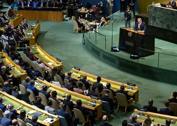 U.S. President Donald Trump delivers remarks at the 81st United Nations General Assembly (UNGA81), United Nations Headquarters, NY, September 22, 2026. (Photo by Anthony Behar/Sipa USA)
