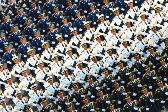 The People's Liberation Army (PLA) Guard of Honor formation attends a military parade in Beijing, capital of China, Sept. 3, 2025. China on Wednesday held a grand gathering to commemorate the 80th anniversary of the victory in the Chinese People's War of Resistance against Japanese Aggression and the World Anti-Fascist War. (Xinhua/Liu Xu) (Photo by Xinhua/Sipa USA)